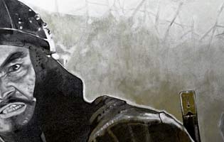 Le cavalier : (mine de plomb, lavis et réhauts or sur papier.) 120 cm x 80 cm Thumbnail Placeholder